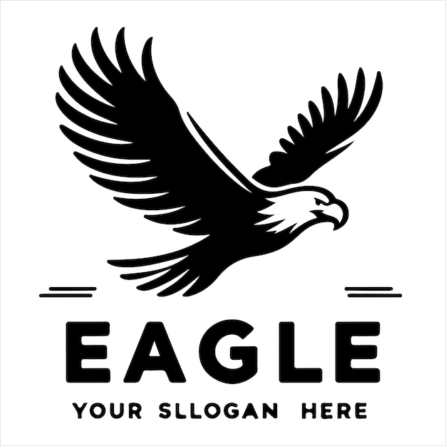 Un logotipo de águila en blanco y negro Ilustración vectorial de silueta