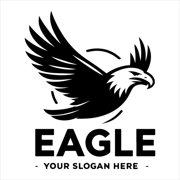 Un logotipo de águila en blanco y negro Ilustración vectorial de silueta