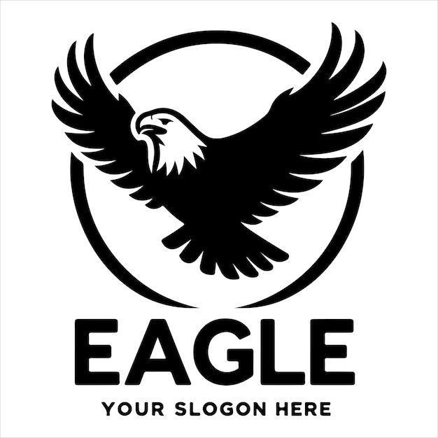 Un logotipo de águila en blanco y negro Ilustración vectorial de silueta