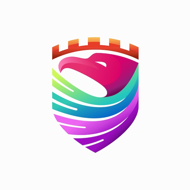 Logotipo de águila con concepto de escudo Concepto de color degradado de águila