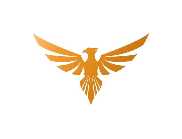 Logotipo del águila con diseño de logotipo de gradiente dorado sobre fondo blanco