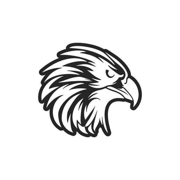 Logotipo de águila ilustrado con gráficos vectoriales en blanco y negro