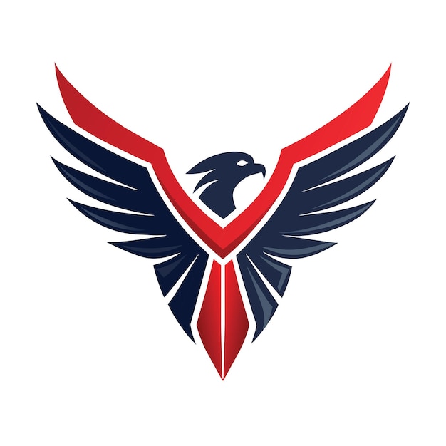 Logotipo de águila plana roja con alas aisladas sobre un fondo blanco