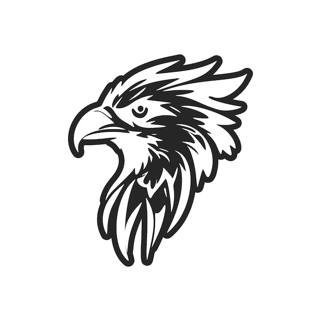 Un logotipo de águila que muestra una imagen vectorial en blanco y negro