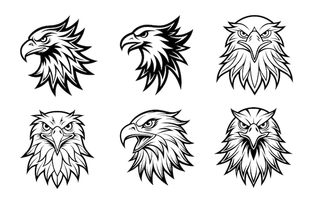Logotipo del águila silueta simple y limpia paquete de ilustración vectorial sobre fondo blanco