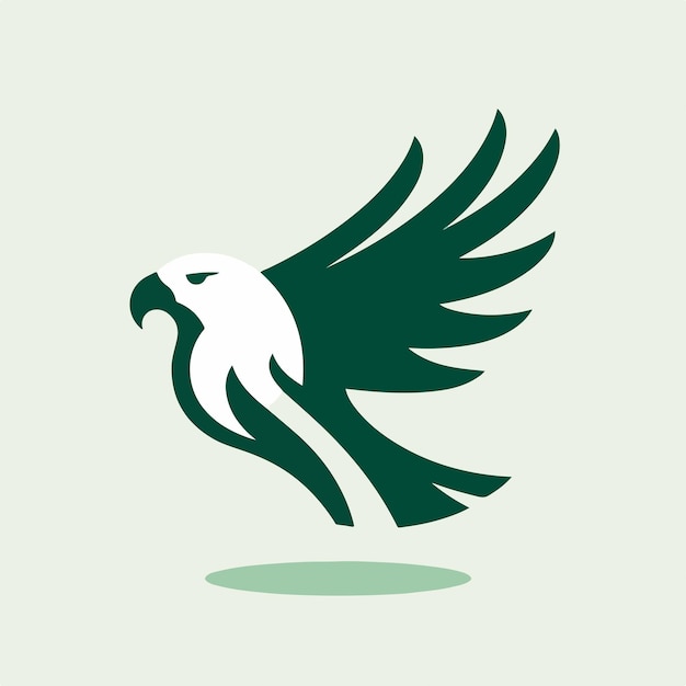 Logotipo de águila simple con un estilo simple y elegante Combinación de verde y blanco