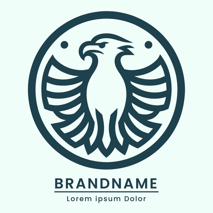Vector el logotipo del águila simple forma un círculo con una marca suave de color azul verde