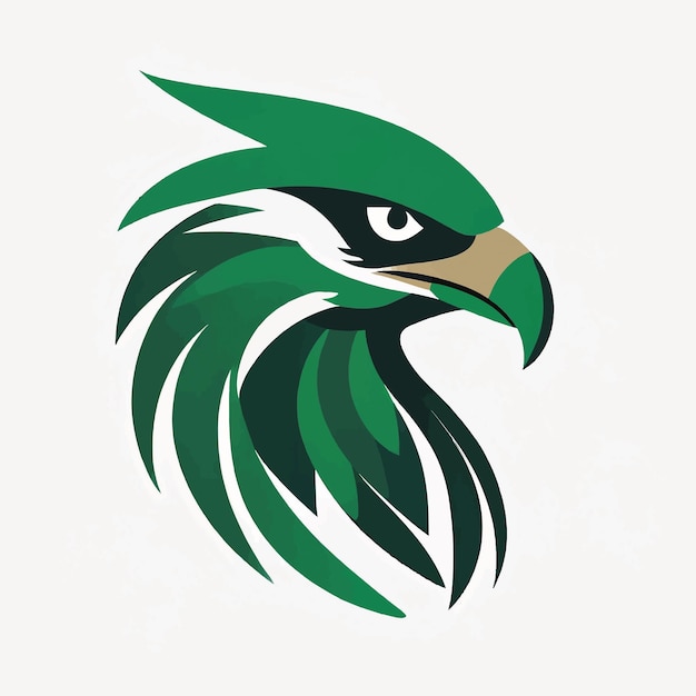 logotipo de águila verde y oscuro sobre un fondo blanco