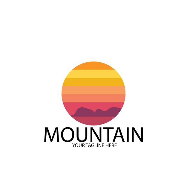 Logotipo aislado de la montaña al atardecer y plantilla vectorial