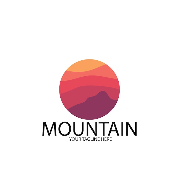 Logotipo aislado de la montaña al atardecer y plantilla vectorial