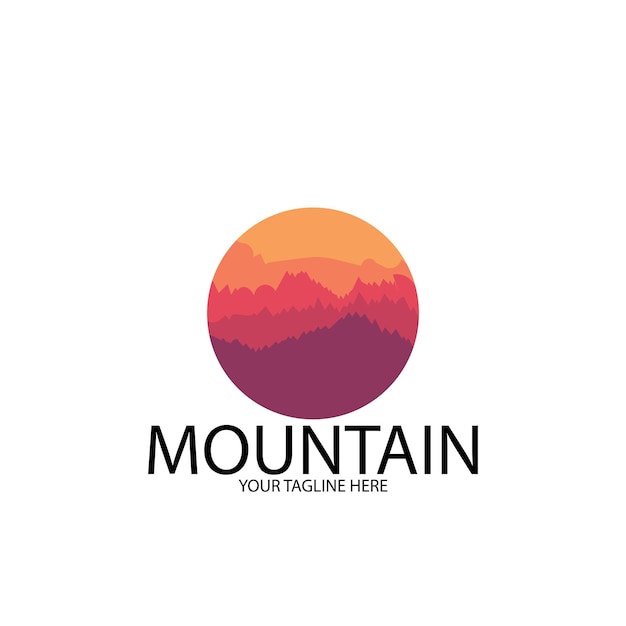 Logotipo aislado de la montaña al atardecer y plantilla vectorial
