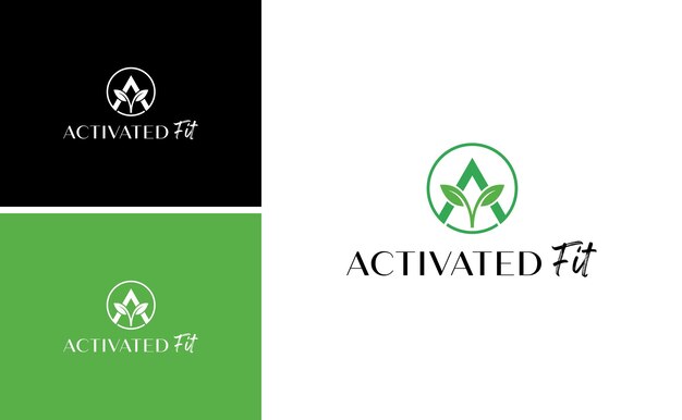 logotipo de ajuste activado con la letra A y plantilla vectorial de diseño de hoja