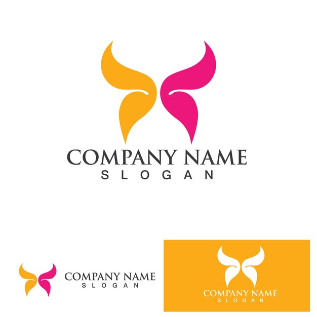 Logotipo de ala de mariposa Diseño de iconos vectoriales