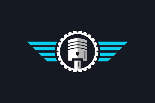 logotipo de ala de pistón circular