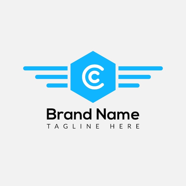 Logotipo de ala en plantilla de letra C Plantilla de concepto de signo de ala inicial de letra C Ala en plantilla de concepto de signo de ala inicial