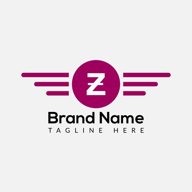 Logotipo de ala en plantilla de letra Z Plantilla de concepto de signo de ala inicial de ala en letra Z
