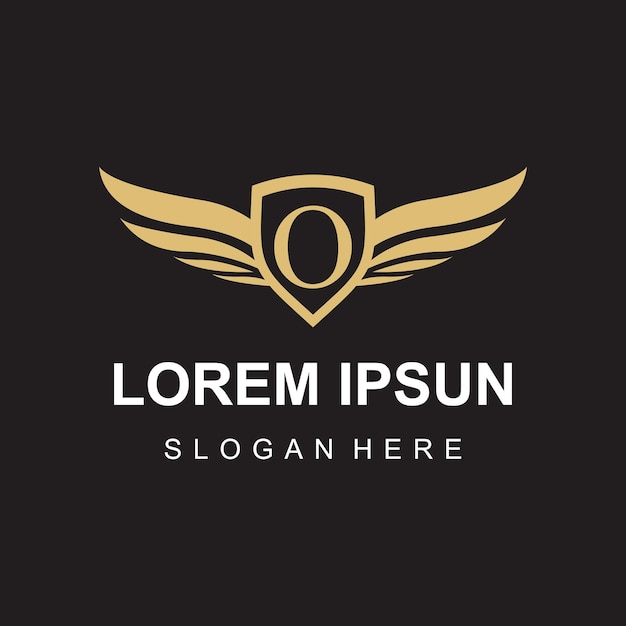 Logotipo del ala vectorial en letra