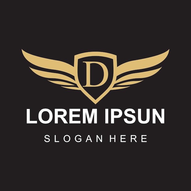 Logotipo del ala vectorial en letra