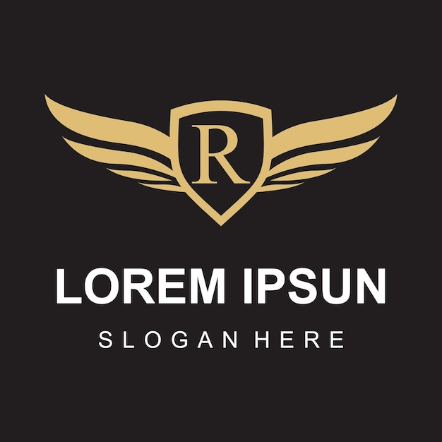 Logotipo del ala vectorial en letra