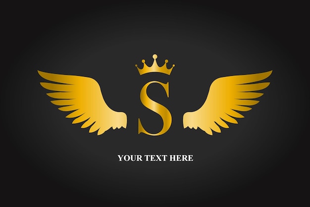 El logotipo de las alas de ángulo dorado