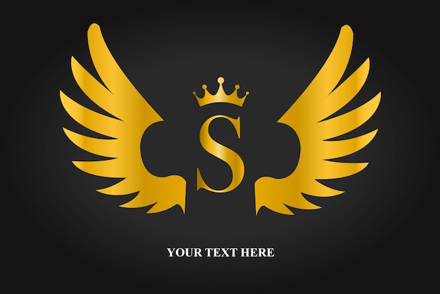 El logotipo de las alas de ángulo dorado