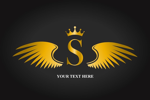 El logotipo de las alas de ángulo dorado