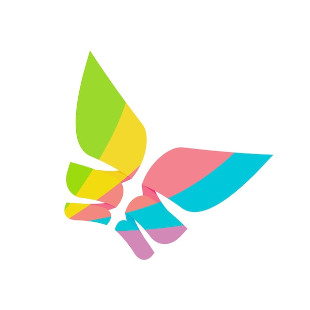 Vector logotipo de alas elegantes de mariposa abstracta como diseño de plantilla de logotipo aislado colorido vivo geométrico