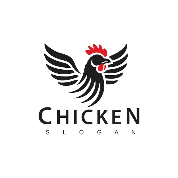 Logotipo de alas de pollo símbolo de pollo icono vectorial ilustración de restaurante de comida rápida y icono de aves de corral