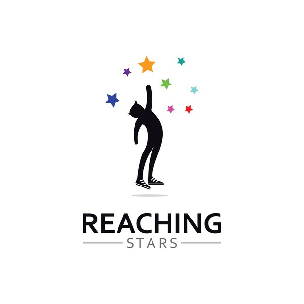 Un logotipo para alcanzar las estrellas o un logotipo para alcanzar un sueño o una meta Logotipo utilizando la plantilla de ilustración vectorial de diseño conceptual