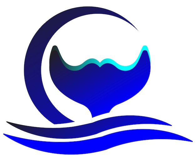 logotipo de aleta de pescado en medio del mar