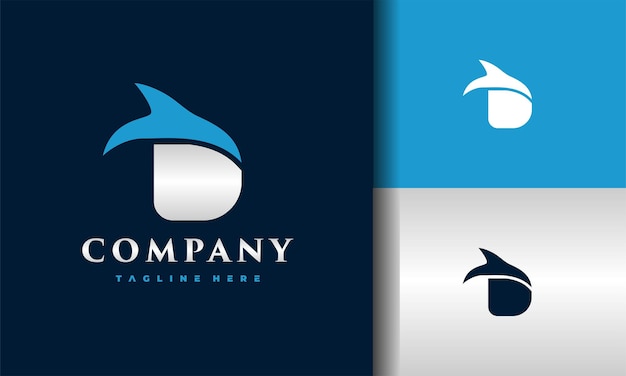 Logotipo de la aleta de pez con la letra D