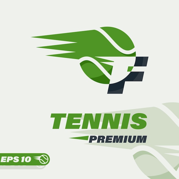 Logotipo del alfabeto f de la pelota de tenis