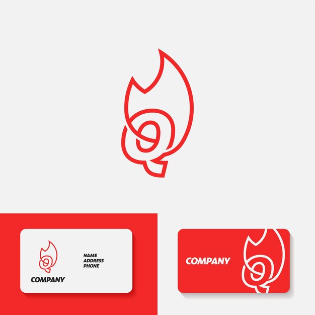 Logotipo del alfabeto de fuego Q