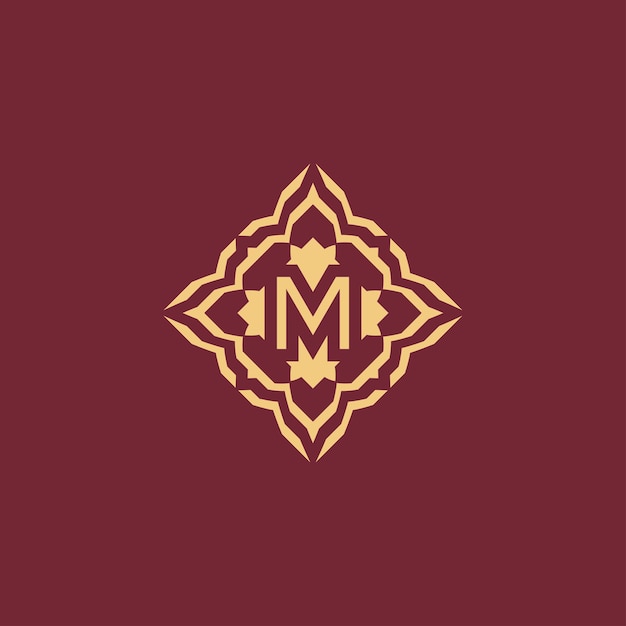 Logotipo de alfabeto de marco ornamental moderno y elegante letra inicial M