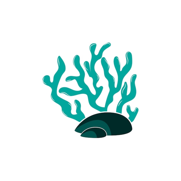 Logotipo de algas marinas Diseño de plantas ornamentales del océano Ilustración de símbolo vectorial de vida marina