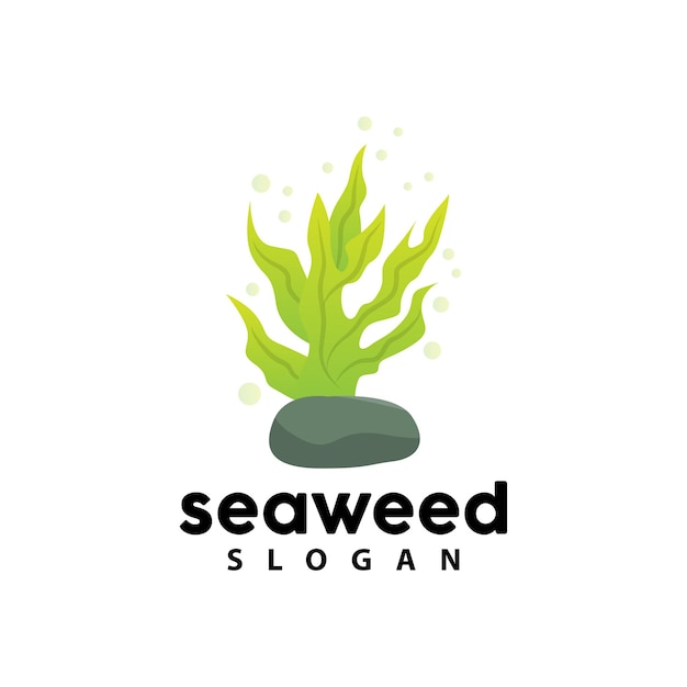 Logotipo de algas marinas Planta submarina Vector Hoja simple Diseño Ilustración Plantilla Símbolo Icono