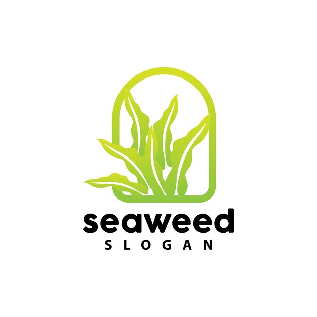 Logotipo de algas marinas Planta submarina Vector Hoja simple Diseño Ilustración Plantilla Símbolo Icono