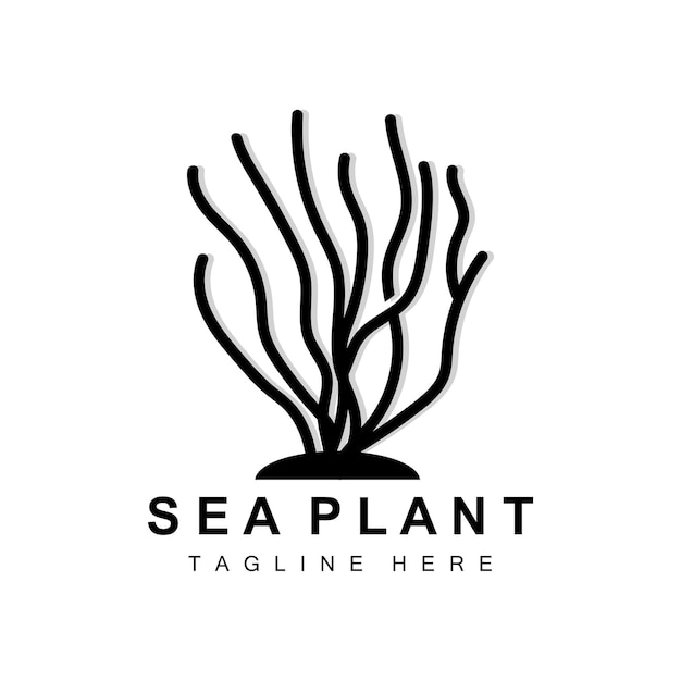 Logotipo de algas marinas Plantas marinas Diseño vectorial Comestibles y protección de la naturaleza