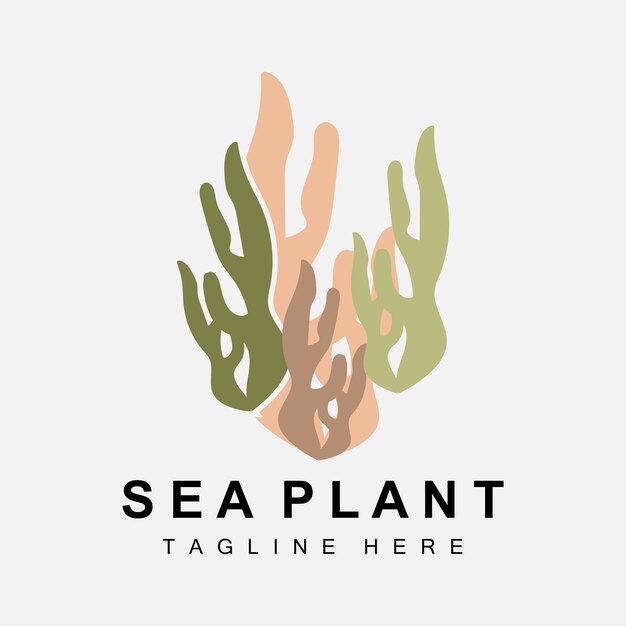 Logotipo de algas marinas plantas marinas diseño vectorial comestibles y protección de la naturaleza