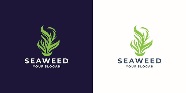 Logotipo de algas Plantas submarinas Vector Diseño de hojas simples Ilustración plantilla Símbolo icono
