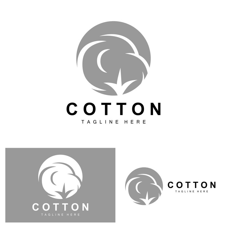 Vector logotipo de algodón diseño de flores de algodón suave vector plantas orgánicas naturales prendas de vestir materiales y textiles de belleza