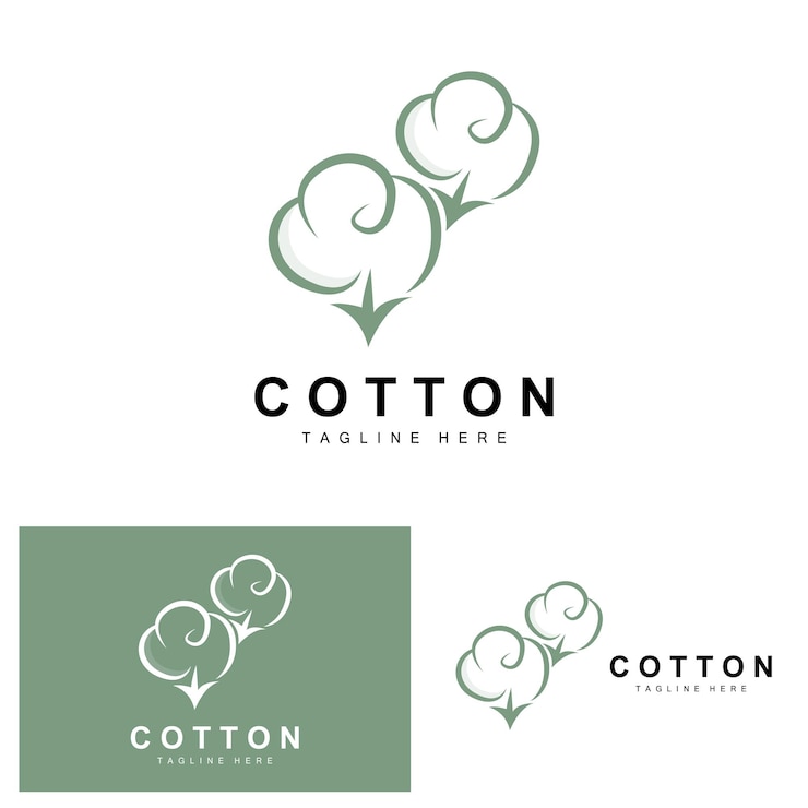 Vector logotipo de algodón diseño de flores de algodón suave vector plantas orgánicas naturales prendas de vestir materiales y textiles de belleza