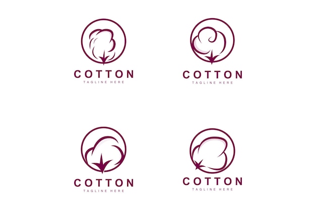 Logotipo de algodón diseño de flores de algodón suave vector plantas orgánicas naturales prendas de vestir materiales y textiles de belleza