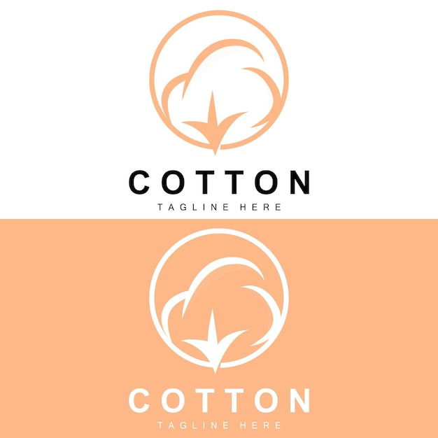 Logotipo de algodón Diseño de flores de algodón suave Vector Plantas orgánicas naturales Prendas de vestir Materiales y textiles de belleza