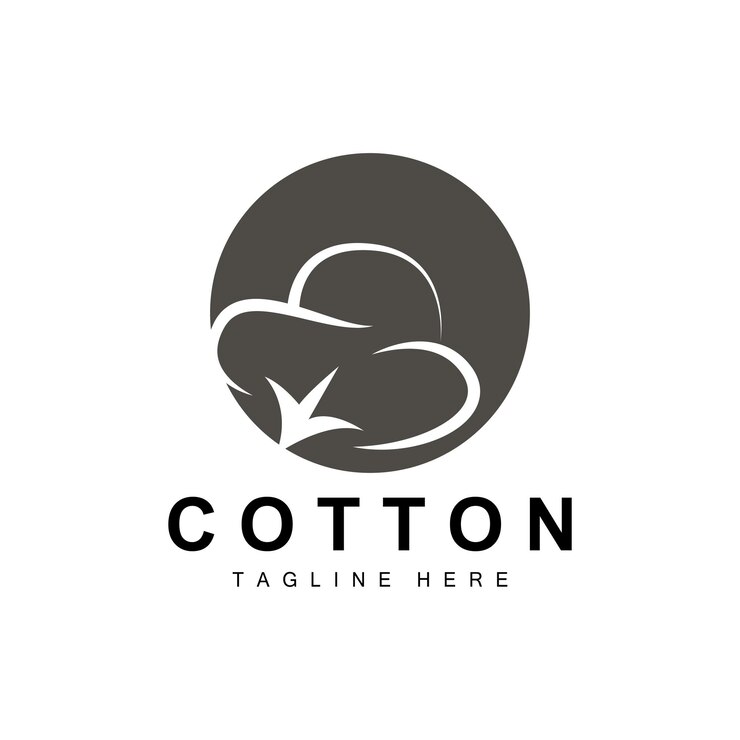Vector logotipo de algodón diseño de flores de algodón suave vector plantas orgánicas naturales prendas de vestir materiales y textiles de belleza