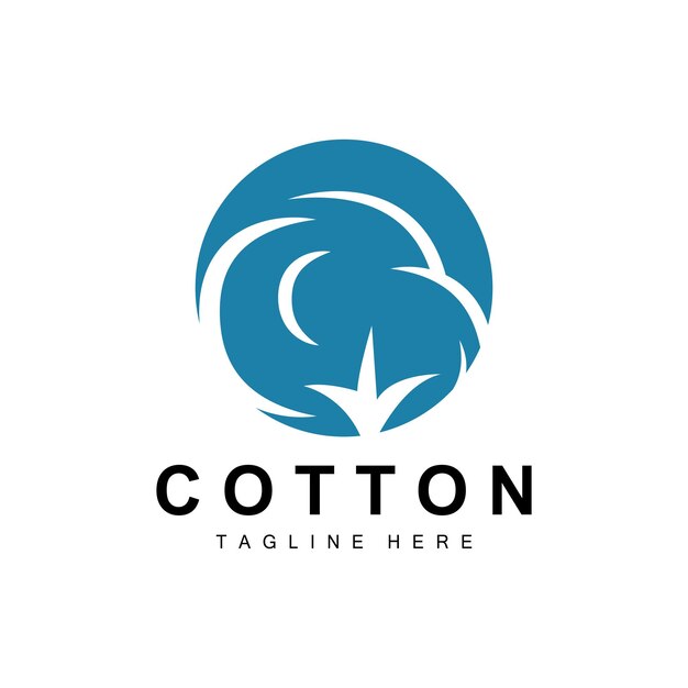 Logotipo de algodón Diseño de flores de algodón suave Vector Plantas orgánicas naturales Prendas de vestir Materiales y textiles de belleza