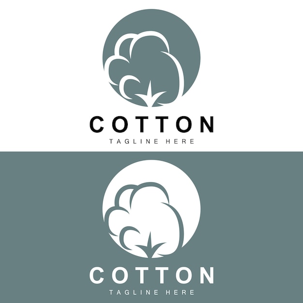Logotipo de algodón Diseño de flores de algodón suave Vector Plantas orgánicas naturales Prendas de vestir Materiales y textiles de belleza