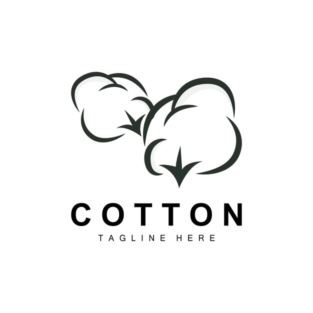 Logotipo de algodón Diseño de flores de algodón suave Vector Plantas orgánicas naturales Prendas de vestir Materiales y textiles de belleza