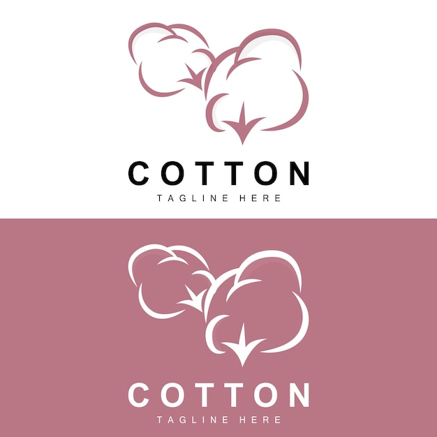 Logotipo de algodón Diseño de flores de algodón suave Vector Plantas orgánicas naturales Prendas de vestir Materiales y textiles de belleza