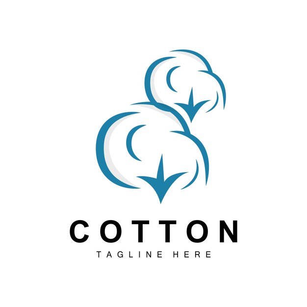 Logotipo de algodón Diseño de flores de algodón suave Vector Plantas orgánicas naturales Prendas de vestir Materiales y textiles de belleza